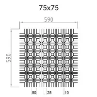 Грильято Пирамидальный ячейка 75х75мм, суперхром, высота 42.5 мм, ширина 10 мм