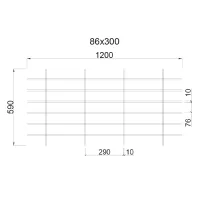 Грильято Жалюзи ячейка 300x86 мм, металлик, высота 30 / 50 мм, ширина 10 мм