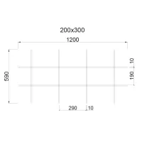 Грильято Жалюзи ячейка 300x200 мм, супер-хром, высота 30 / 50 мм, ширина 10 мм