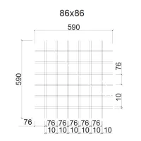 Грильято ячейка 86x86, высота 30 мм, ширина 10 мм, черный