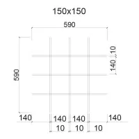 Грильято ячейка 150x150, высота 50 мм, ширина 10 мм, черный