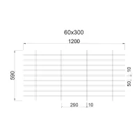 Грильято Жалюзи ячейка 300x60 мм, супер-хром, высота 30 / 50 мм, ширина 10 мм