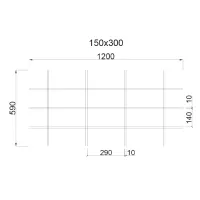 Грильято Жалюзи ячейка 300x150 мм, черный, высота 30 / 50 мм, ширина 10 мм