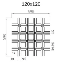 Грильято Пирамидальный ячейка 120х120мм, суперхром, высота 42.5 мм, ширина 10 мм