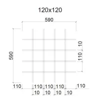 Грильято ячейка 120x120, высота 50 мм, ширина 10 мм, металлик