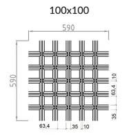 Грильято Пирамидальный ячейка 100х100мм, суперхром, высота 35 мм, ширина 10 мм
