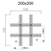 Грильято Пирамидальный ячейка 200х200мм, суперхром, высота 42.5 мм, ширина 10 мм