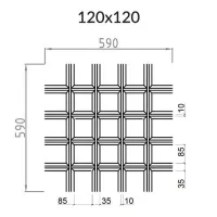 Грильято Пирамидальный ячейка 120х120мм, суперхром, высота 35 мм, ширина 10 мм