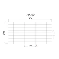 Грильято Жалюзи ячейка 300x75 мм, супер-хром, высота 30 / 50 мм, ширина 10 мм