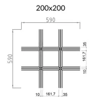 Грильято Пирамидальный ячейка 200х200мм, черный, высота 35 мм, ширина 10 мм