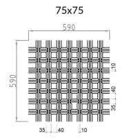 Грильято Пирамидальный ячейка 75х75мм, черный, высота 35 мм, ширина 10 мм