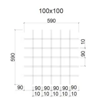 Грильято ячейка 100x100, высота 30 мм, ширина 5 мм, супер-хром