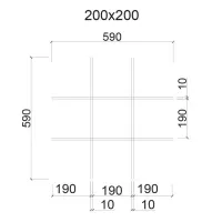 Грильято ячейка 200x200, высота 40 мм, ширина 10 мм, металлик матовый