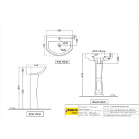 Раковина Essco Elements ECS-WHT-801 Белая с пьедесталом Раковина Essco Elements ECS-WHT-801 Белая с пьедесталом