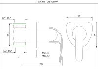 Настенный запорный клапан Essco Orbit ORB-CHR-105099 Хром